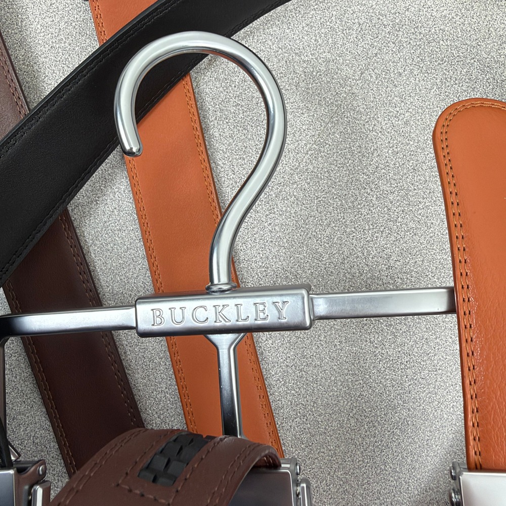 Buckley Belt Mens Black Brown Tan Ratchet Slide Adjustable 3 Pack Trio Hanger - Picture 8 of 9